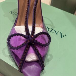 Saks Fifth Avenue Purple Heels with Bow Accent